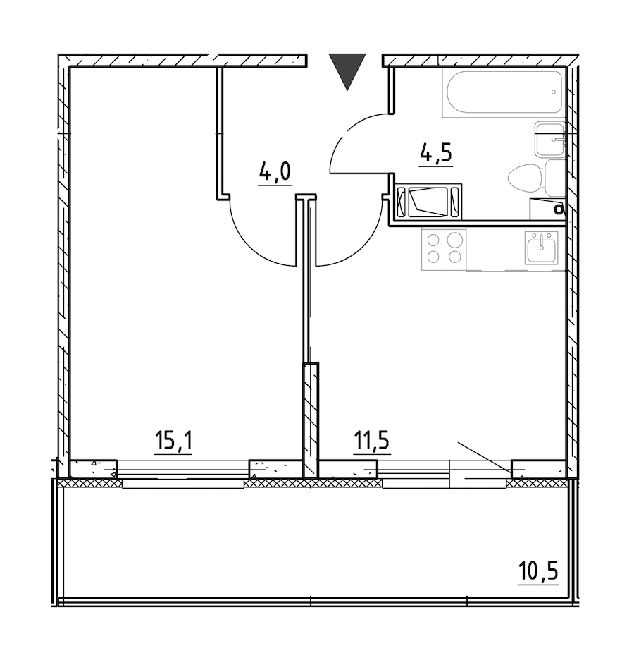 1-комнатная квартира 38.3 м², 4/8 эт., ЖК «Квартал Che»